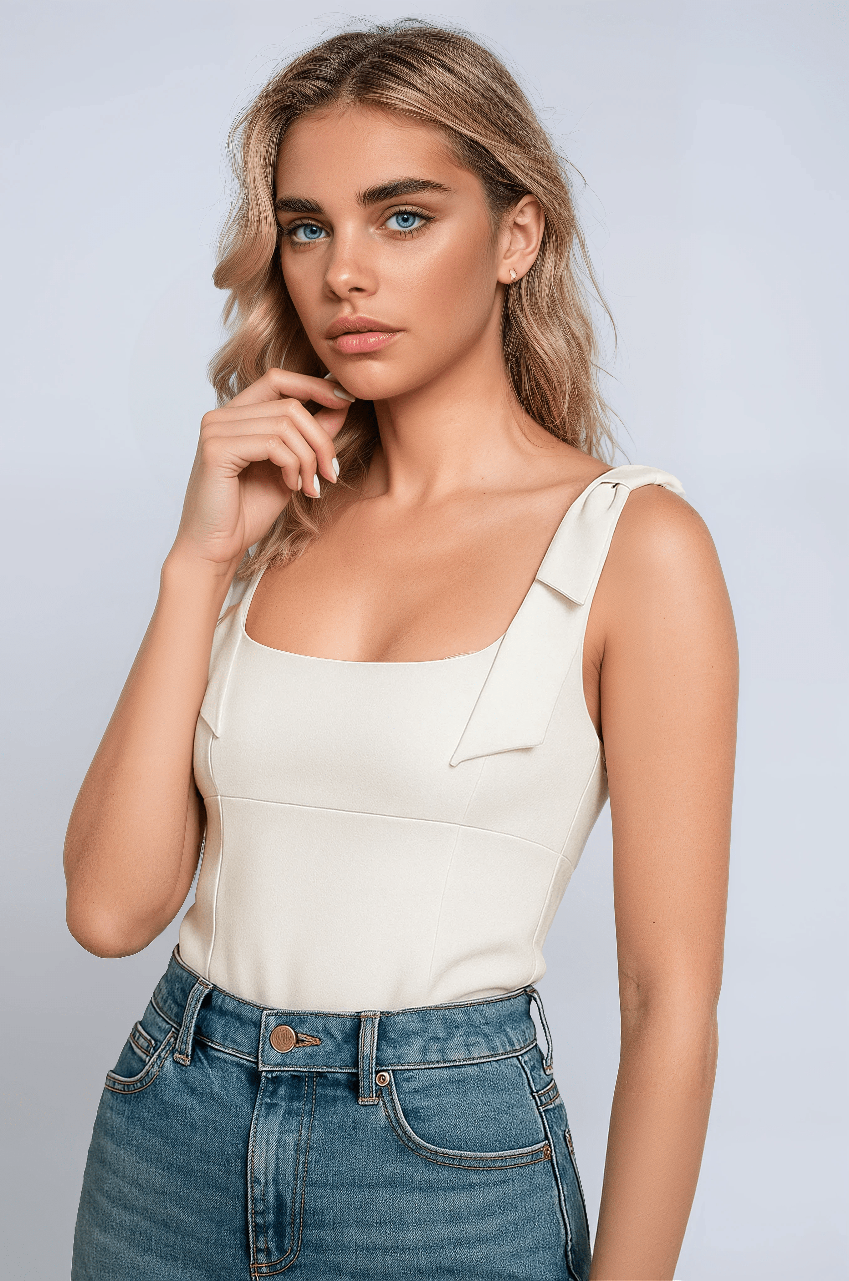 Dames Tops : Amelie Vrouwen Cami Top - Stijlvolle Witte Slanke Top voor Elke Gelegenheid in van Vanda Liamo