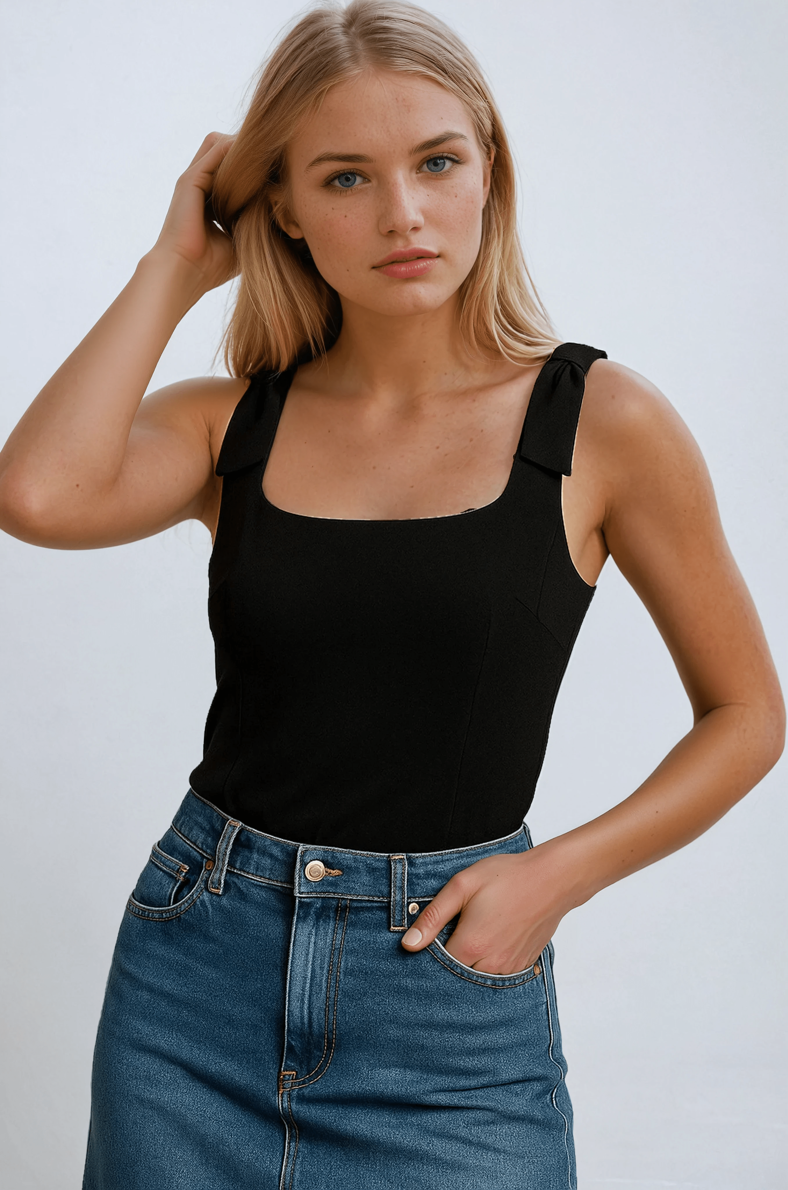 Dames Tops : Amelie Cami Top Zwart - De Perfecte Keuze voor Modebewuste Elegantie in van Vanda Liamo