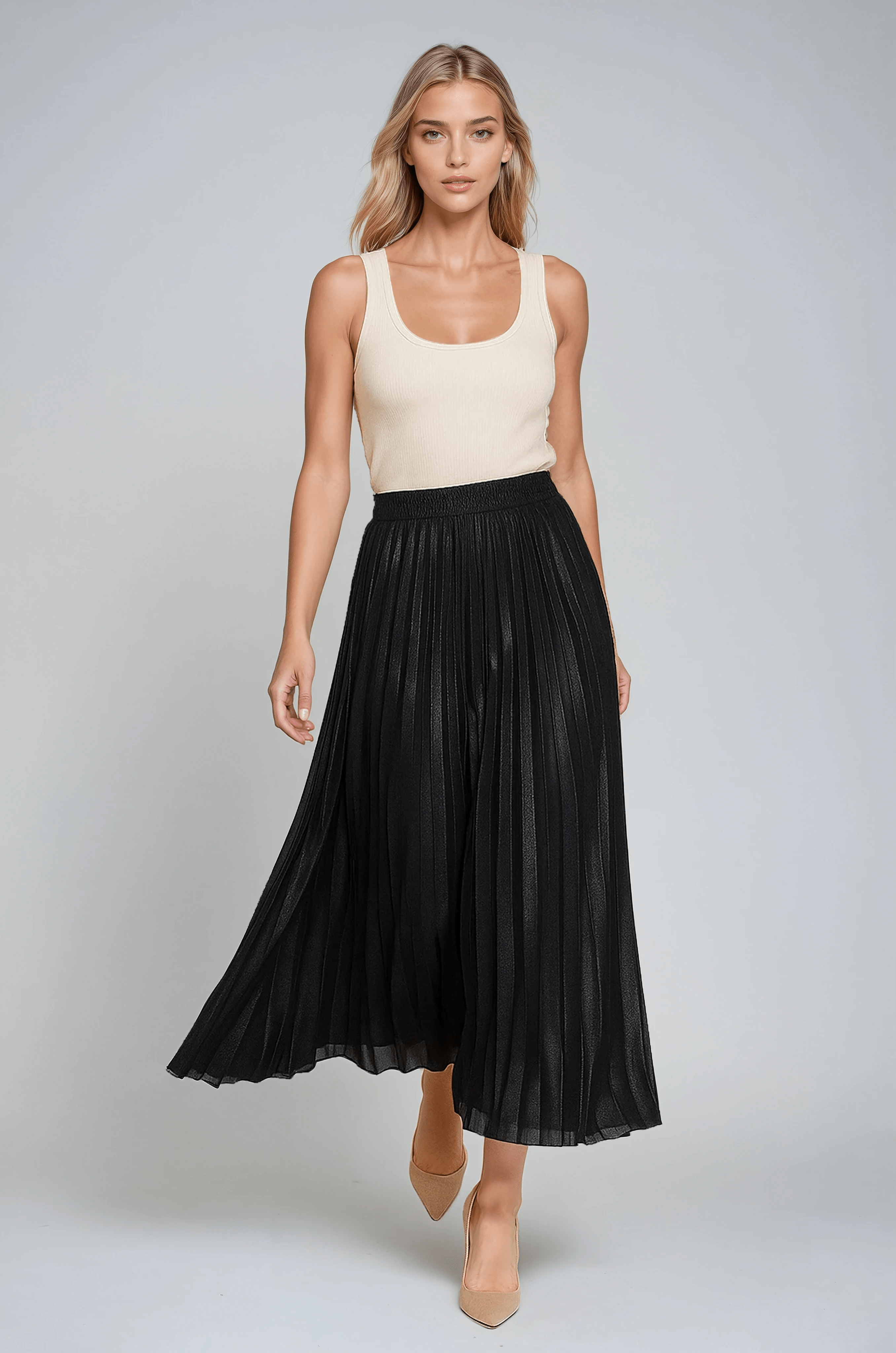 Damesrokken : Vrouwen Plissé Rok Zwart - Elegante Outfit voor Elke Gelegenheid in van Vanda Liamo