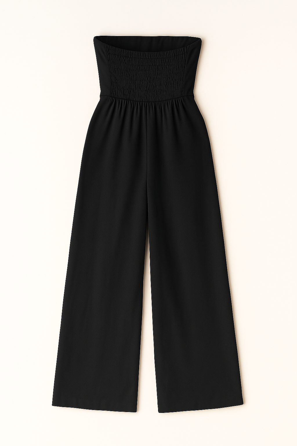 Dames Jumpsuits & Rompers : Strapless Jumpsuit met Wijde Pijpen – Tijdloze Elegantie in Zwart in van Vanda Liamo