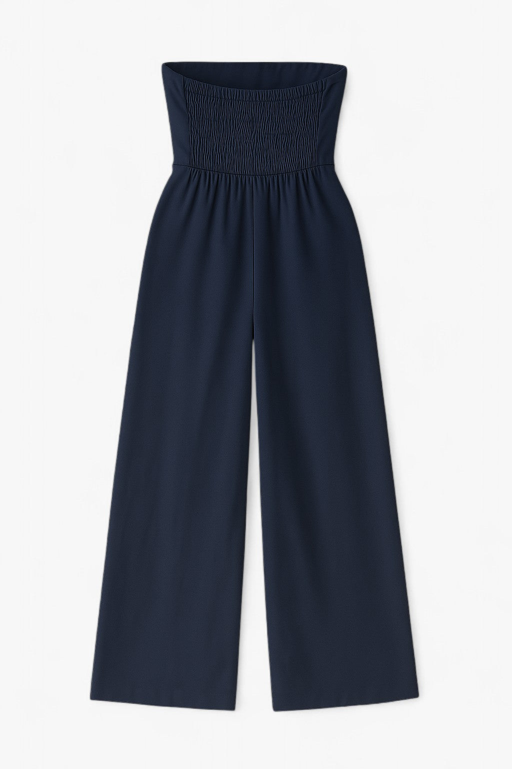 Dames Jumpsuits & Rompers : Strapless Jumpsuit met Wijde Pijpen – Moderne Klasse in Donkerblauw in Donkerblauw van Vanda Liamo