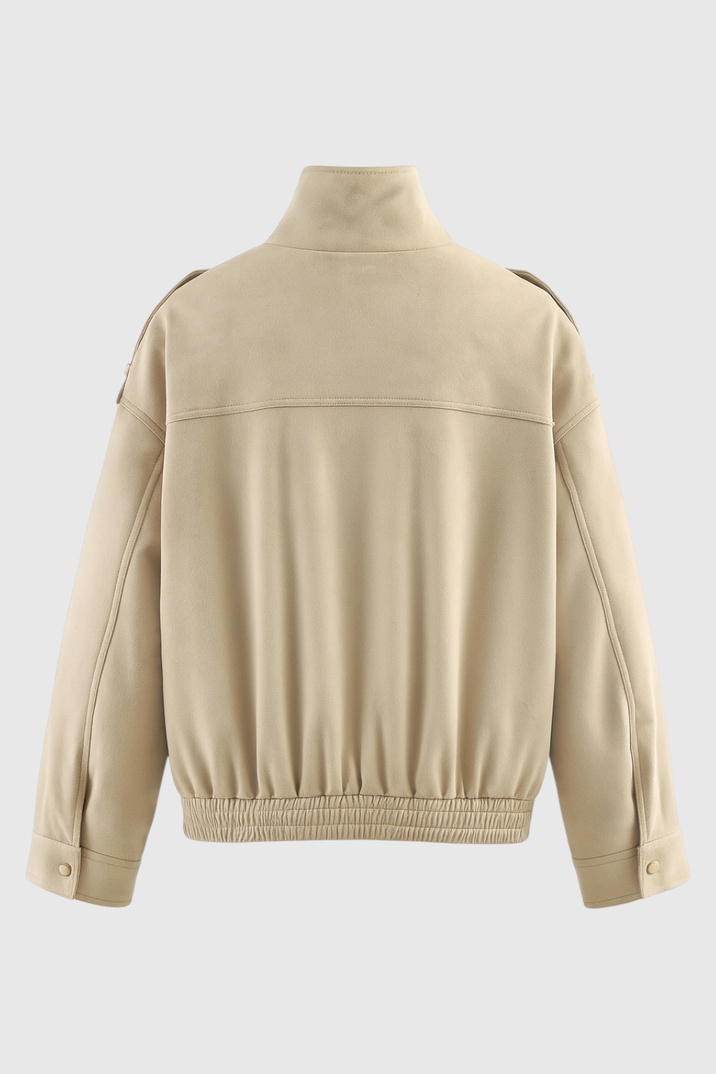 Beige Bomberjack met Opstaande Kraag