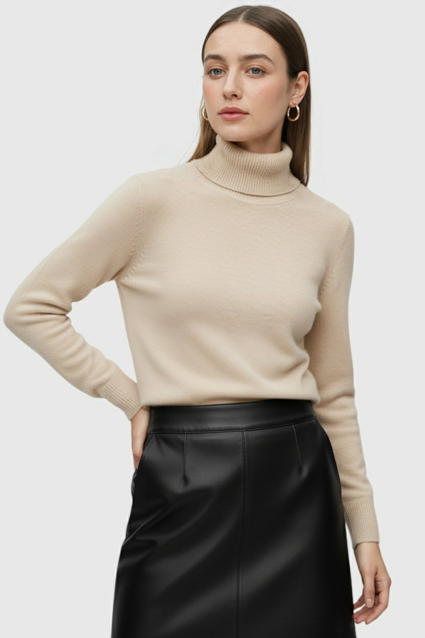 Beige Fleece Gevoerde Thermische Coltrui