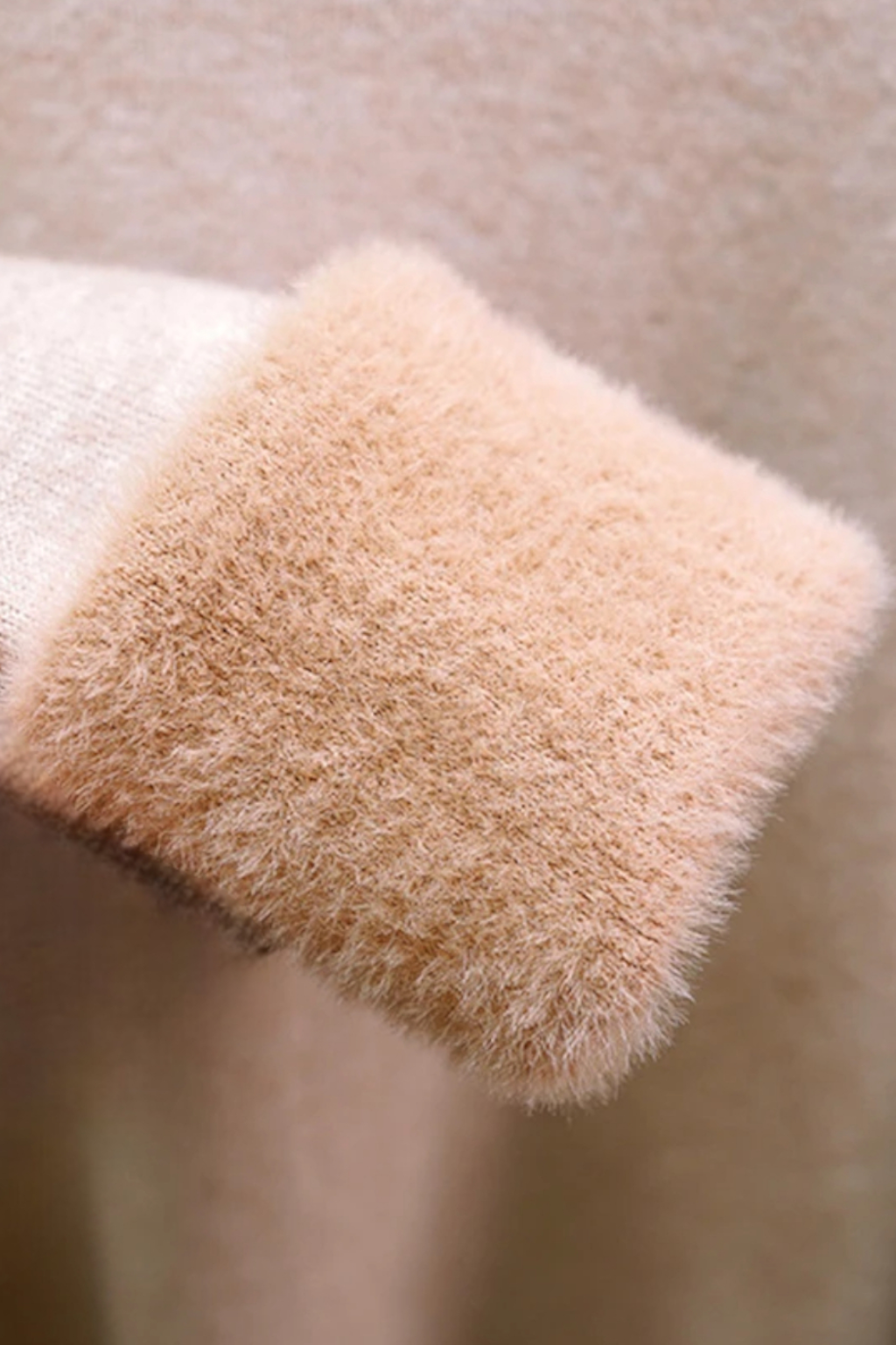 Beige Fleece Gevoerde Thermische Coltrui