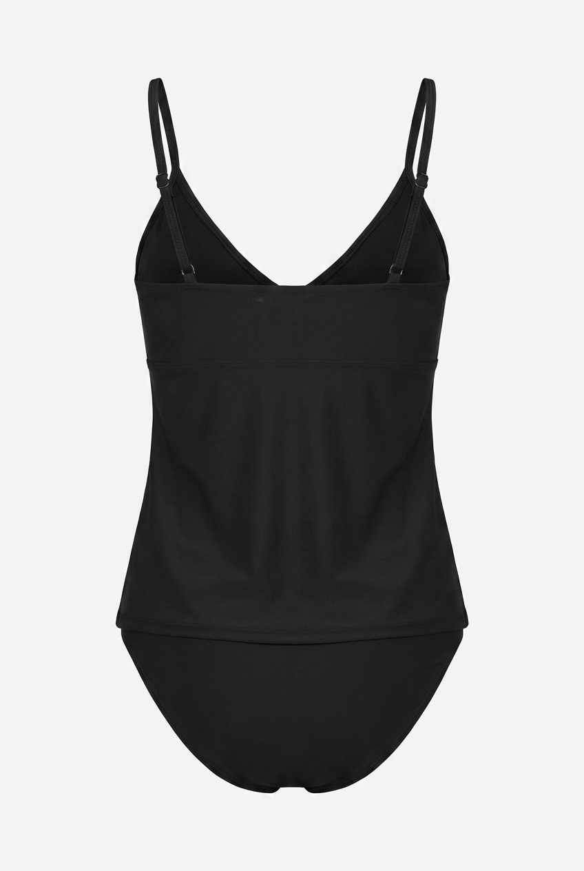 Black Ruffle Bikini Set - Chic Solid Two Piece Swimsuit