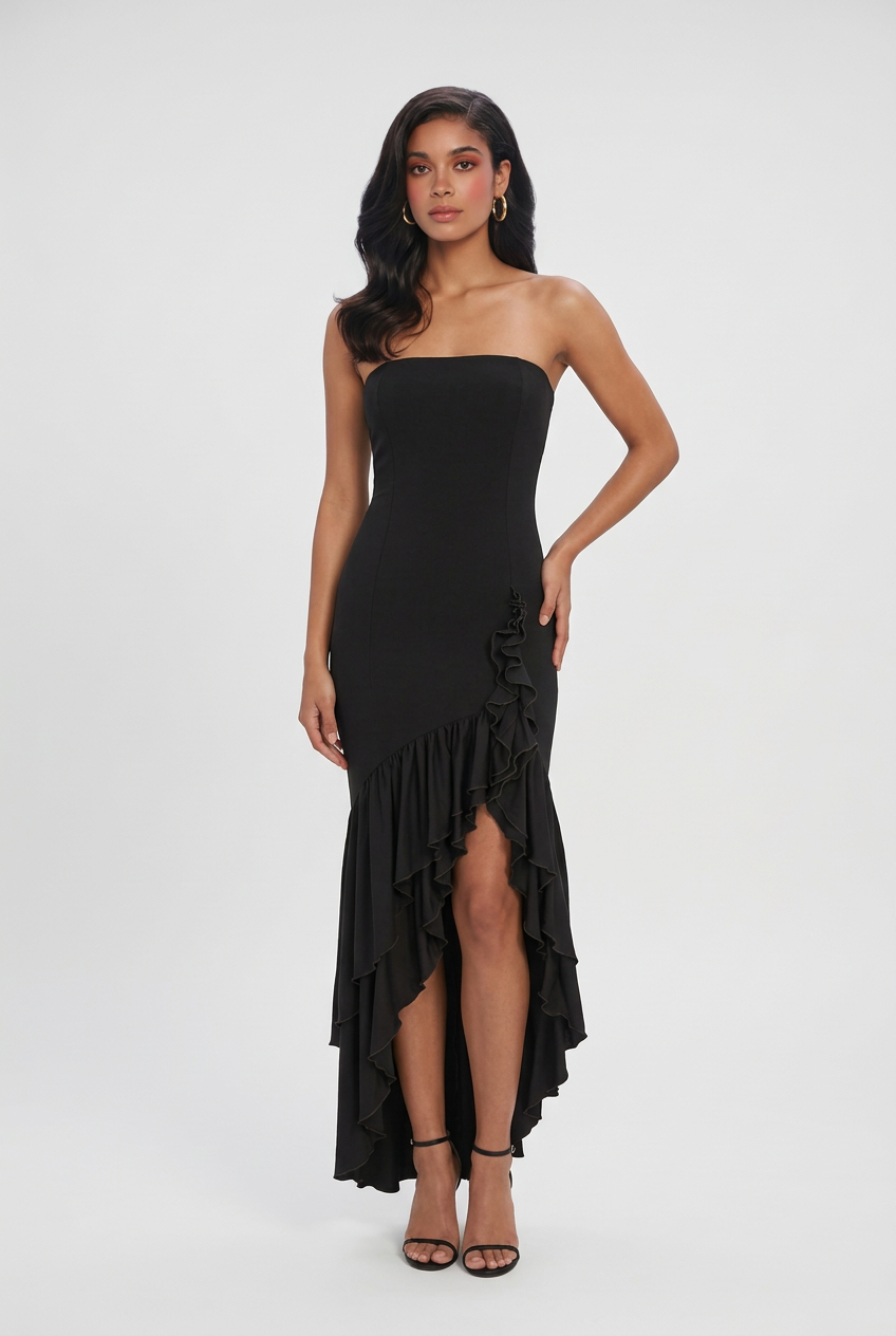 Black Sleeveless Maxi Dress for Women – Classic Vacation Long Dress - View 2 | Vanda Liamo