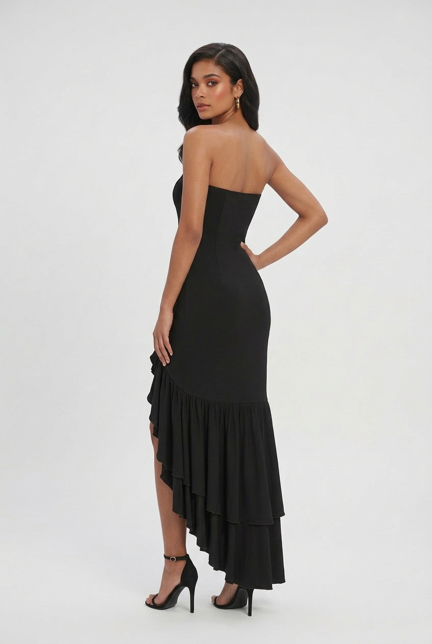 Black Sleeveless Maxi Dress for Women – Classic Vacation Long Dress - View 3 | Vanda Liamo