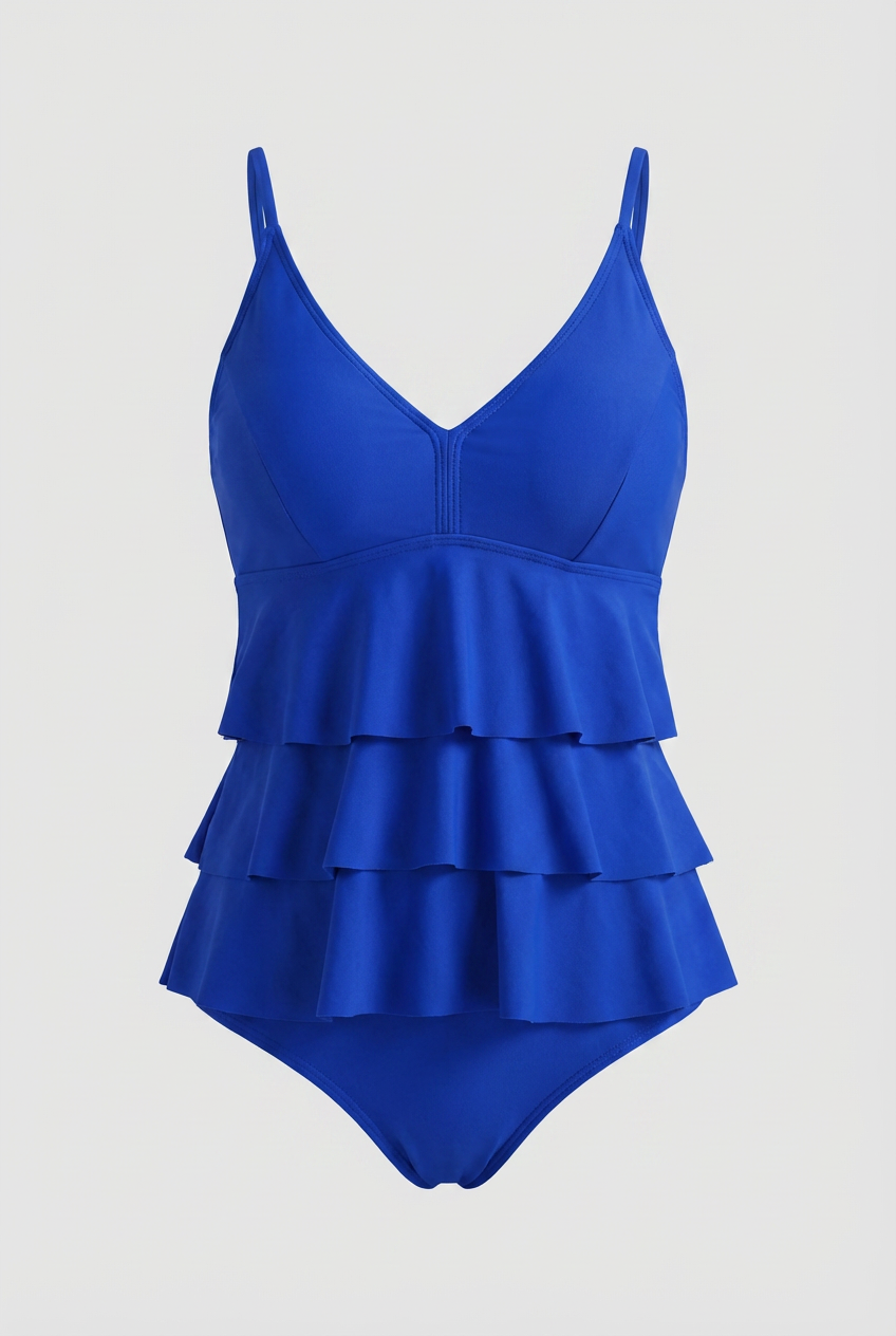 Blue Ruffle Two Piece Swimsuit - Elegant Blue Bikini for Summer