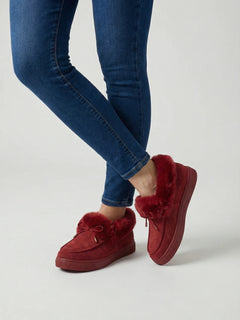 Bordowe zimowe buty dla kobiet