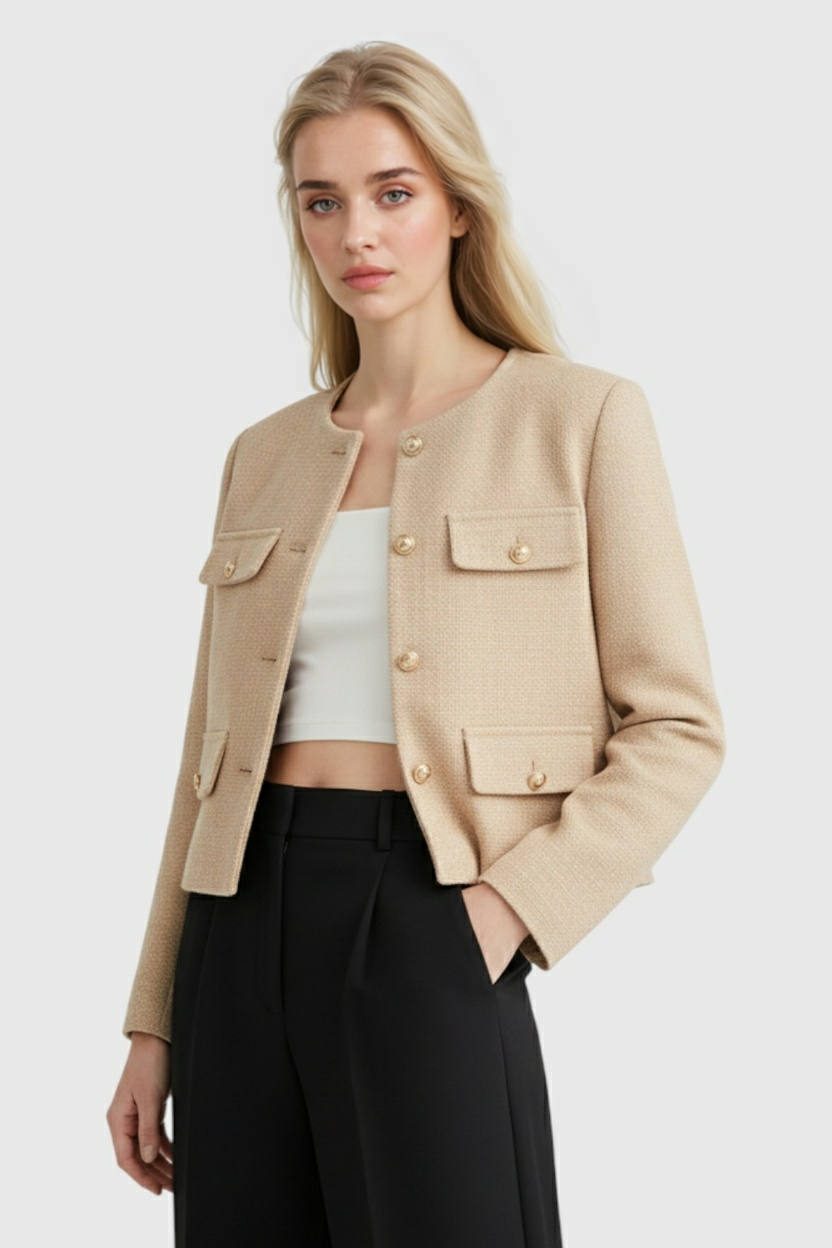 Champagne Wintershortjack voor Dames