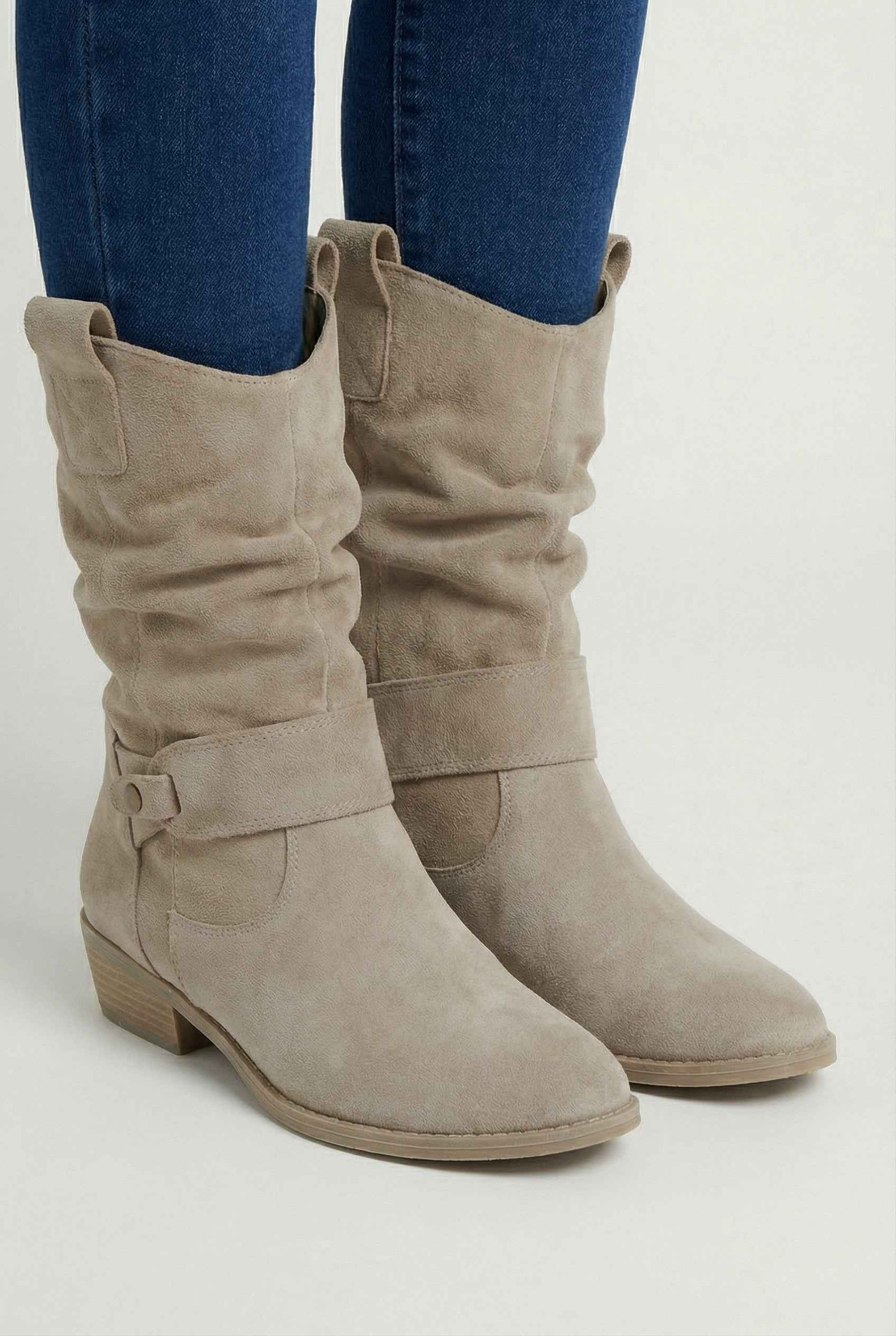 Dames Abrikoos Retro Suede Enkellaarsjes