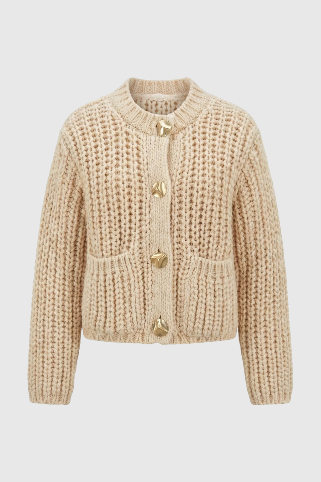 Women's Beige Knit Cardigan