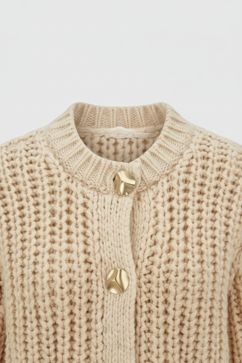 Women's Beige Knit Cardigan