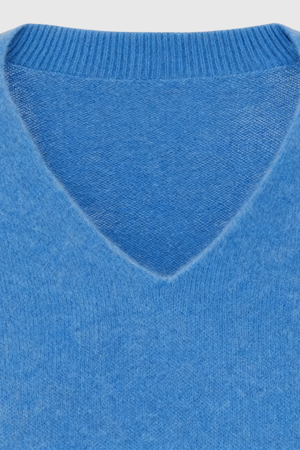 Dames Blauw Merinowollen V-hals Trui