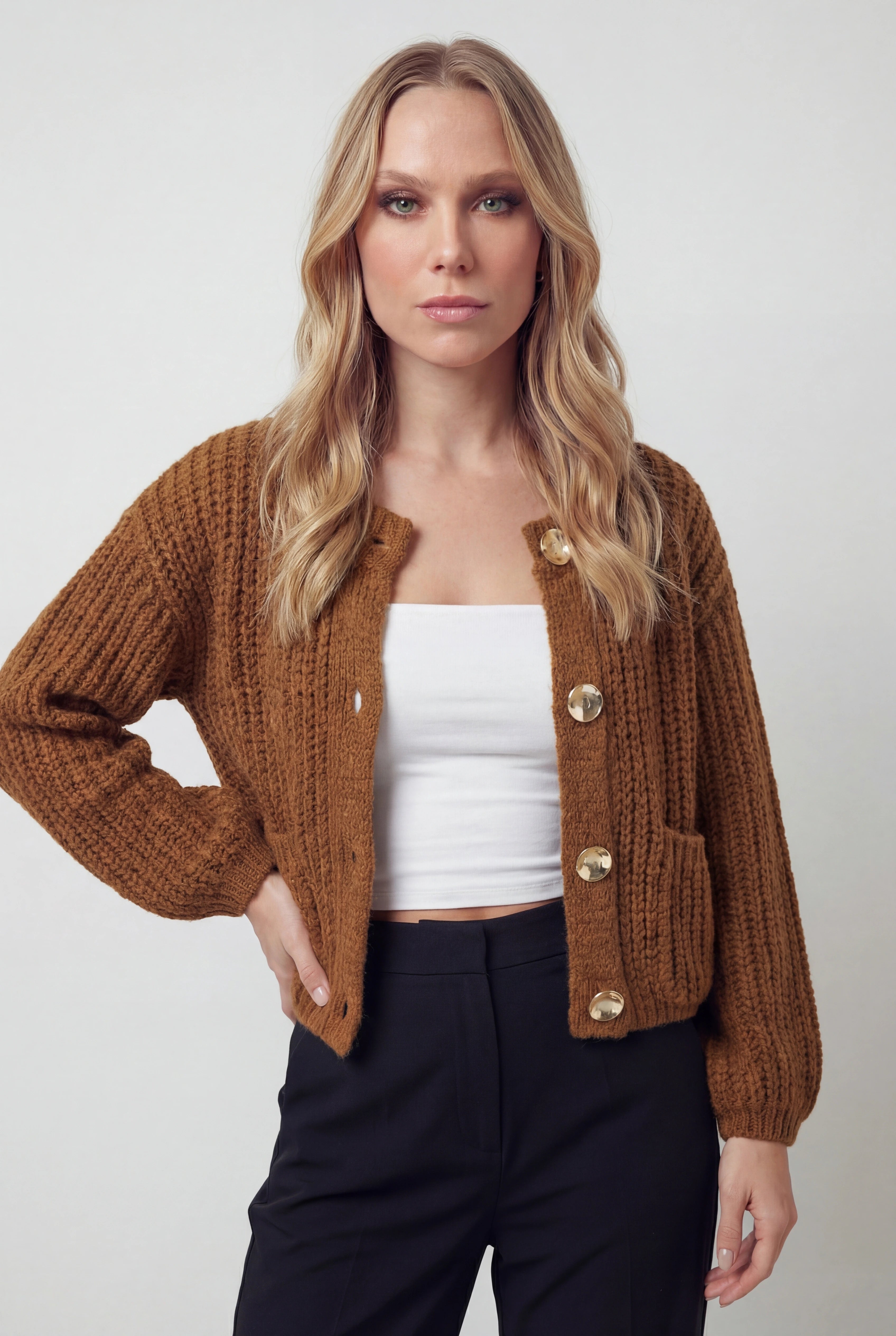 Dames Bruin Gebreid Vestje