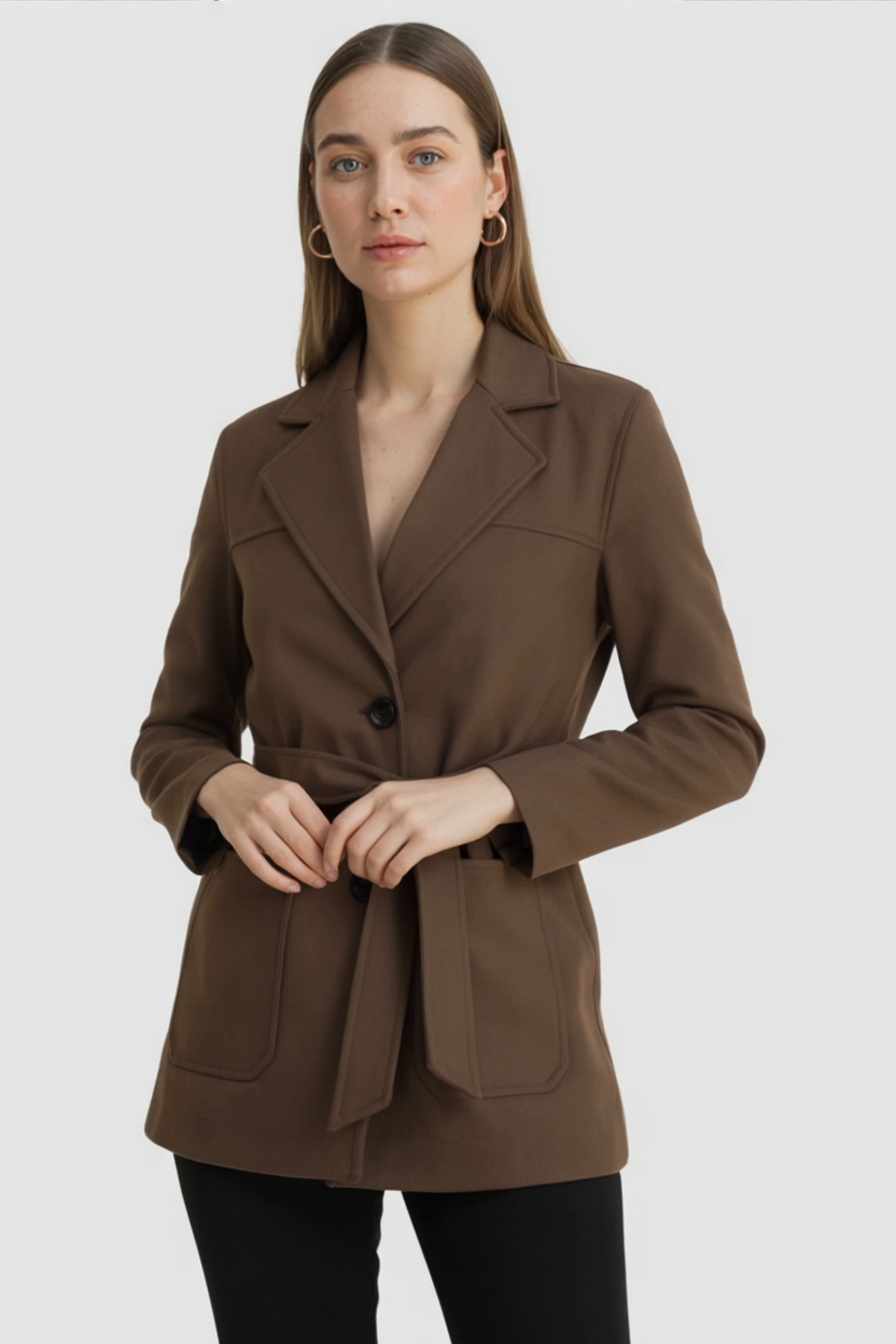 Dames Bruin Trenchcoat Met Riem