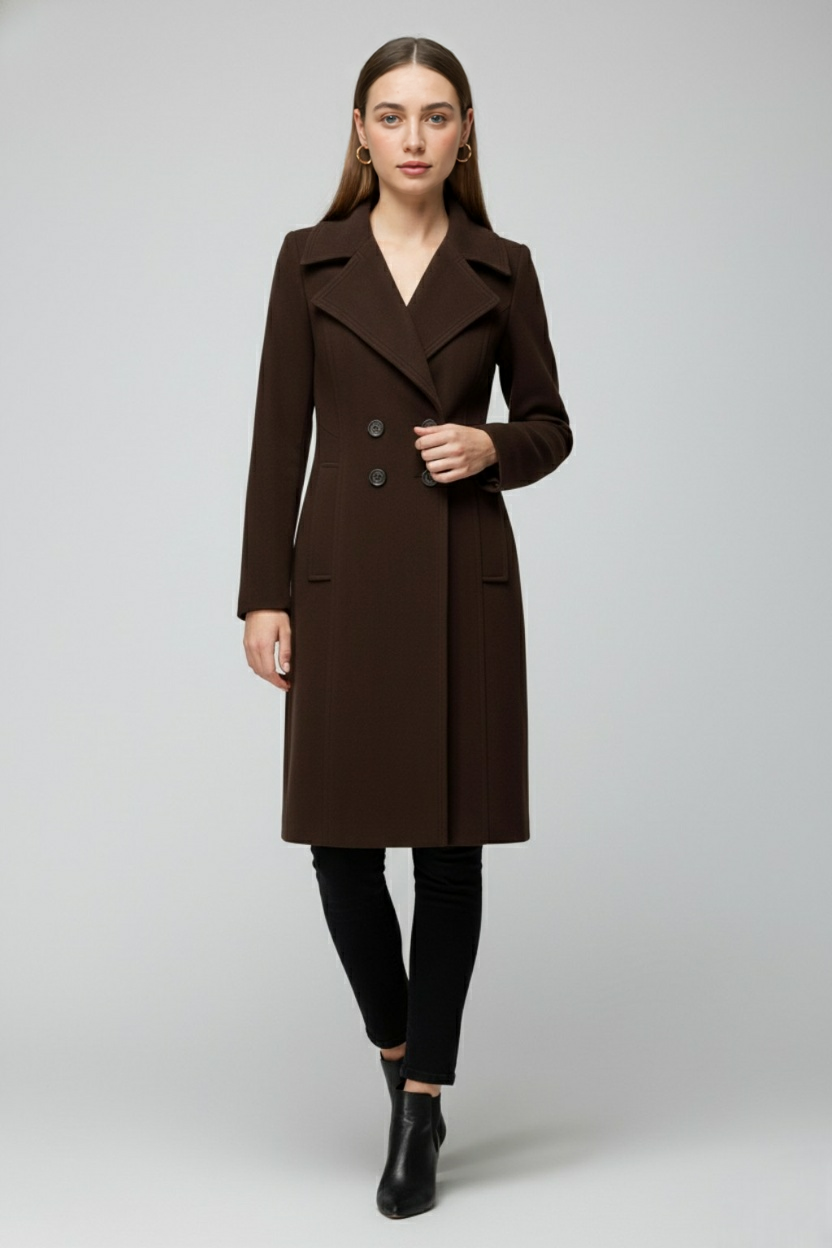 Dames Bruin Wol Trenchcoat