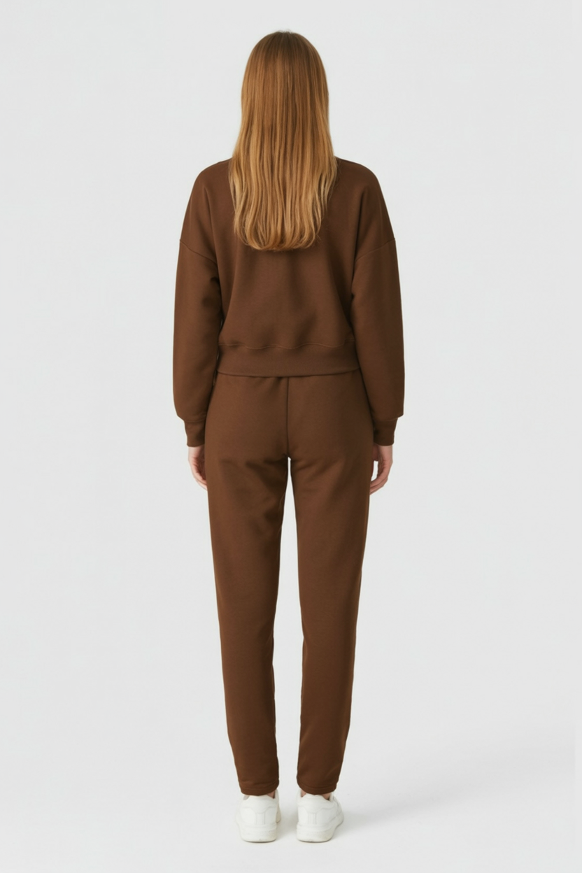 Dames Casual Bruin Sweatshirt Broek Set