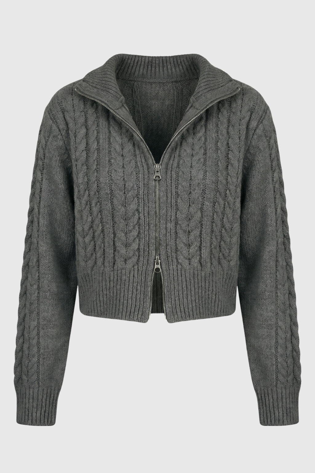 Women's Casual Dark Gray Knit Cardigan