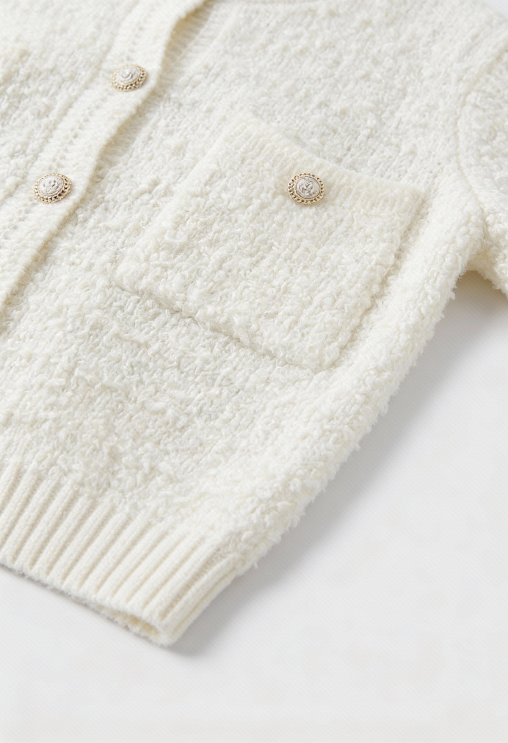 Women's Casual White Knit Cardigan