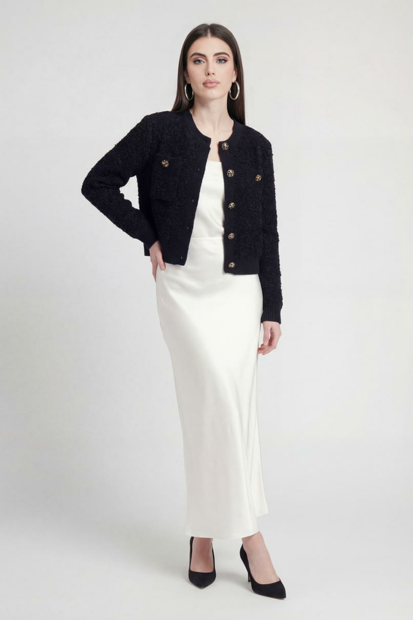 Cardigan : Women's Casual Black Knit Cardigan in van Vanda Liamo