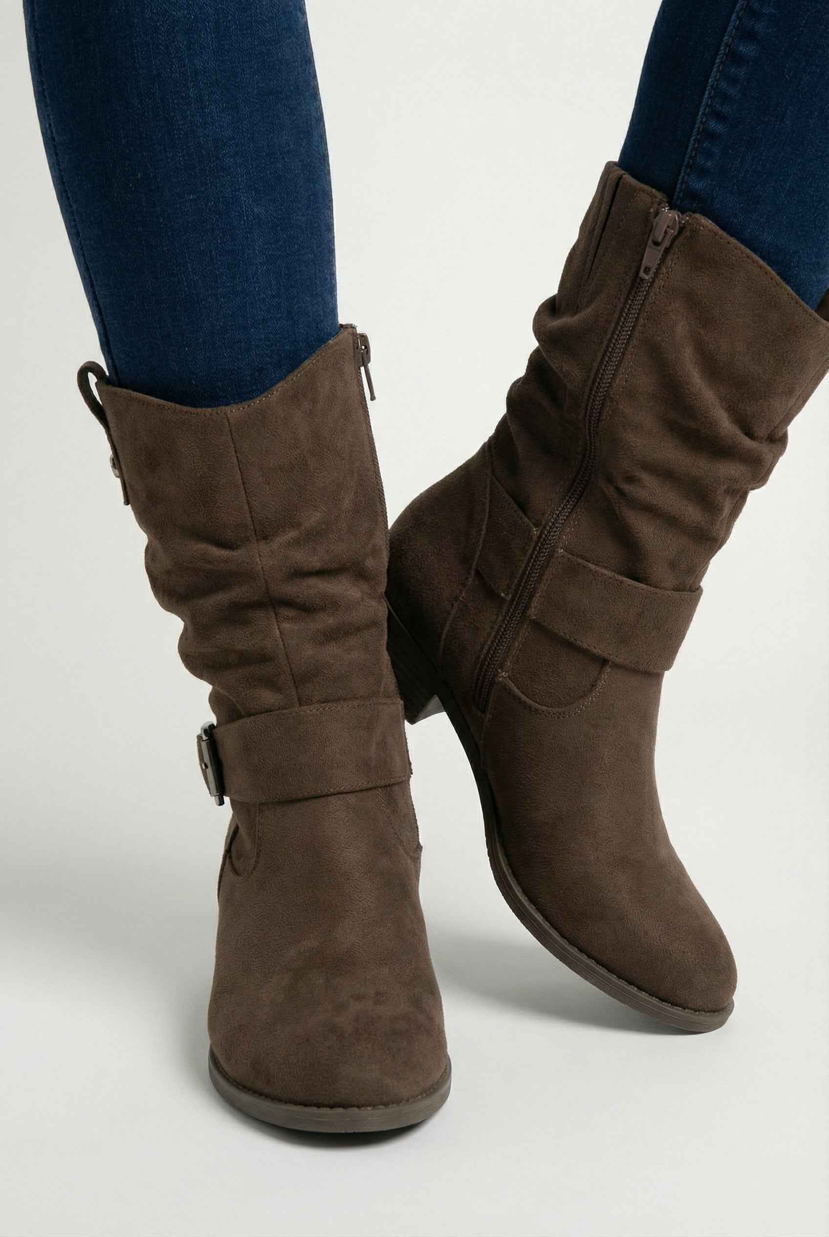 Dames Abrikoos Retro Suede Enkellaarsjes
