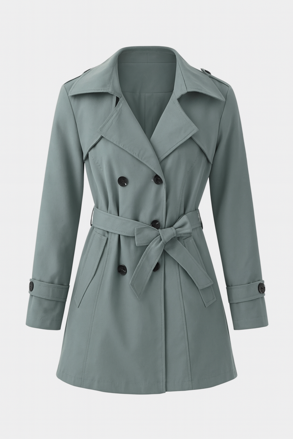 Dames Donkergroen Halflange Trenchcoat