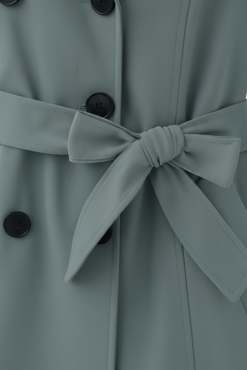 Dames Donkergroen Halflange Trenchcoat