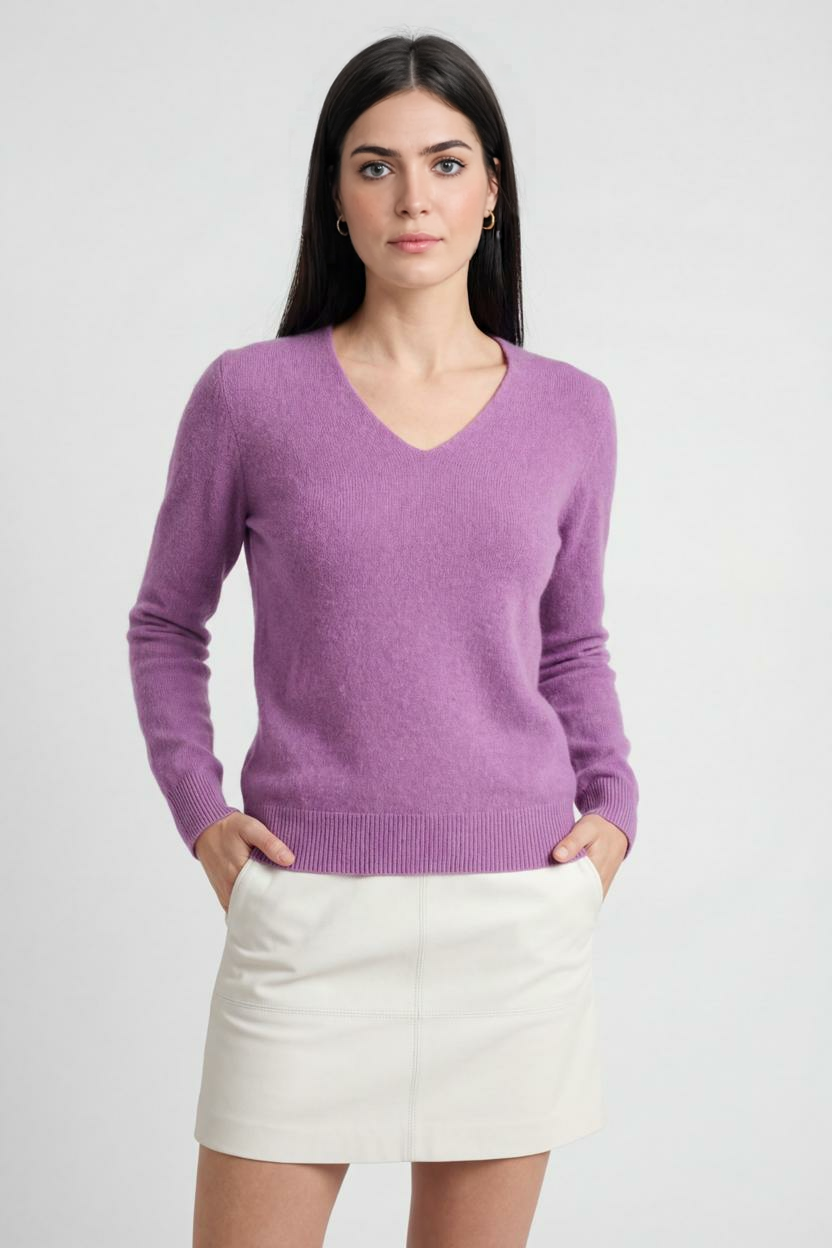 Dames Donkerpaars V-hals Trui