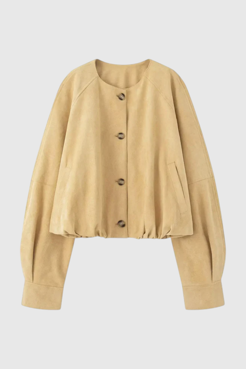 Dames Elegante Ronde Hals Jasje - Khaki