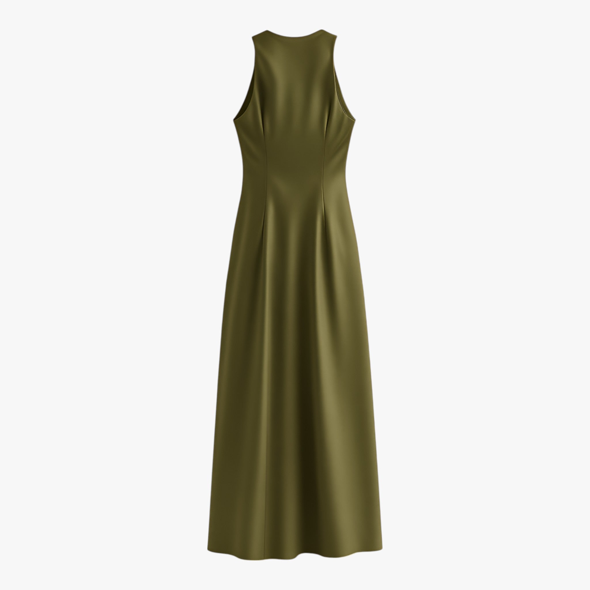 Jurken : Ella Dames Satijnen Zomerjurk - Elegante Olijfgroene Satijnjurk voor de Zomer in van Vanda Liamo