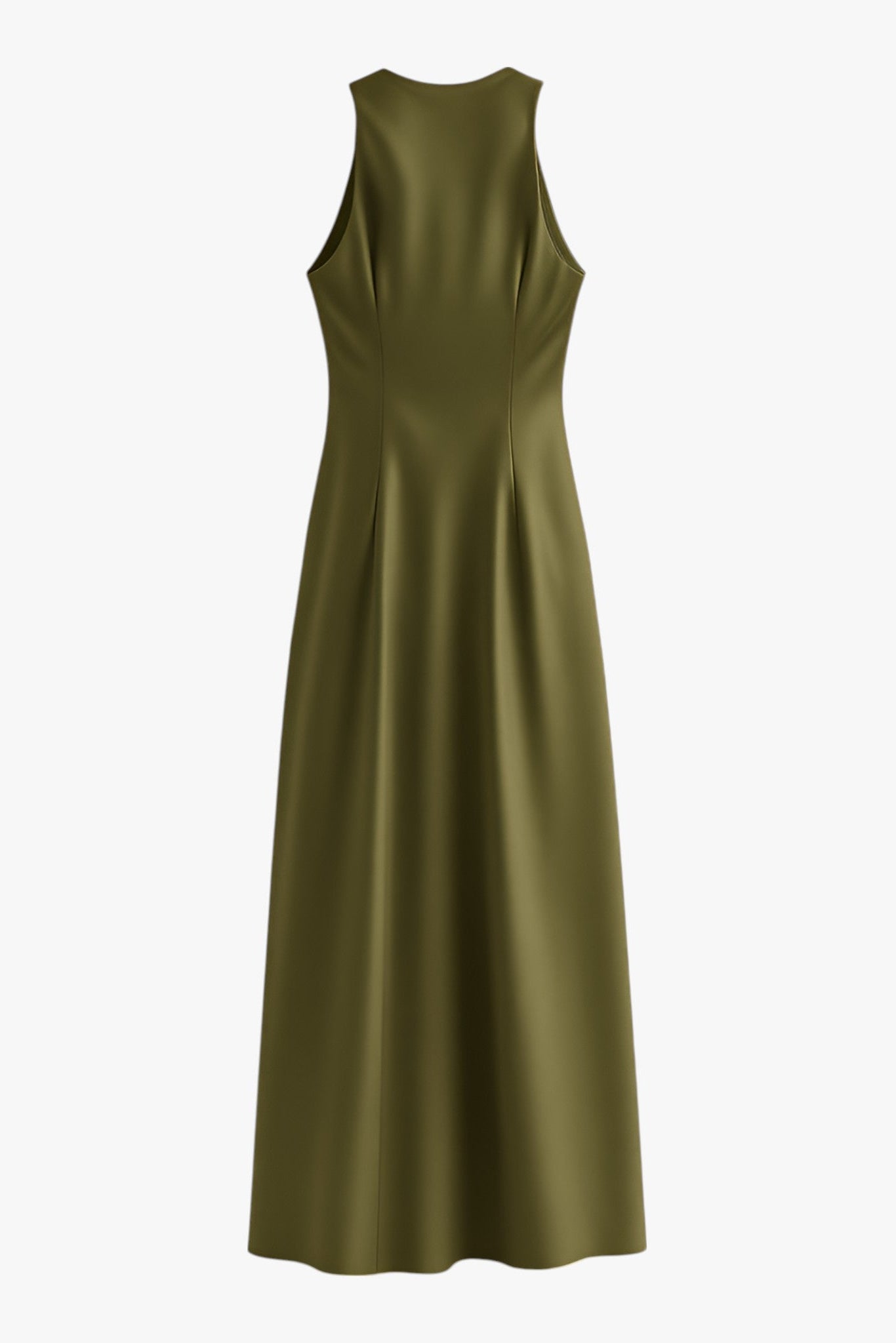 Jurken : Ella Dames Satijnen Zomerjurk - Elegante Olijfgroene Satijnjurk voor de Zomer in van Vanda Liamo