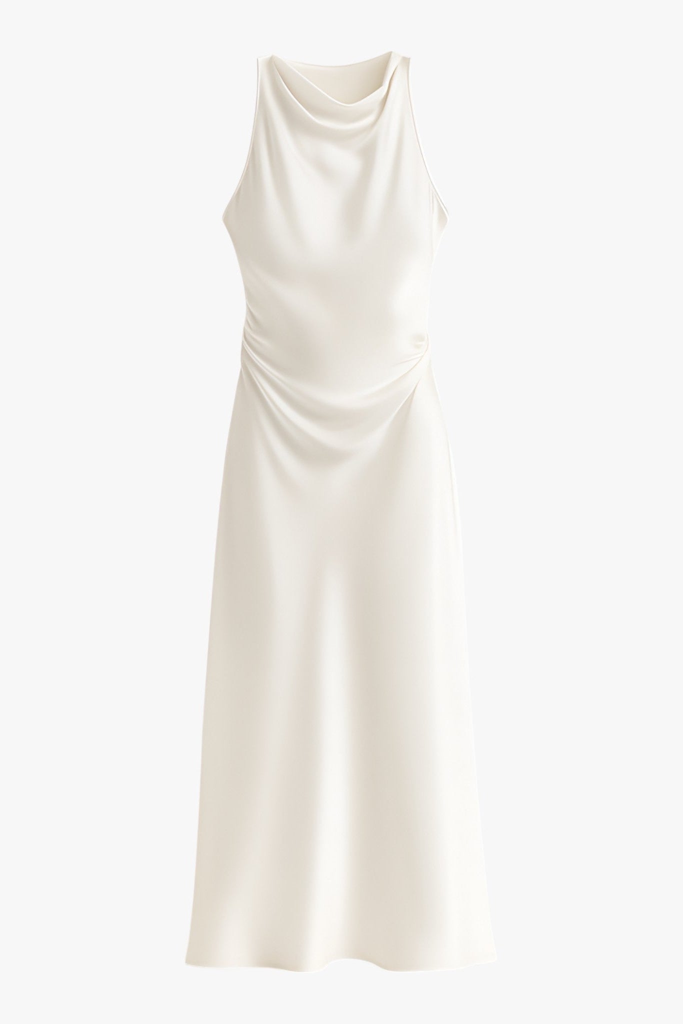 Jurken : Ella Dames Satijn Zomerjurk - Elegante Beige Stijl voor de Zomer in Beige van Vanda Liamo