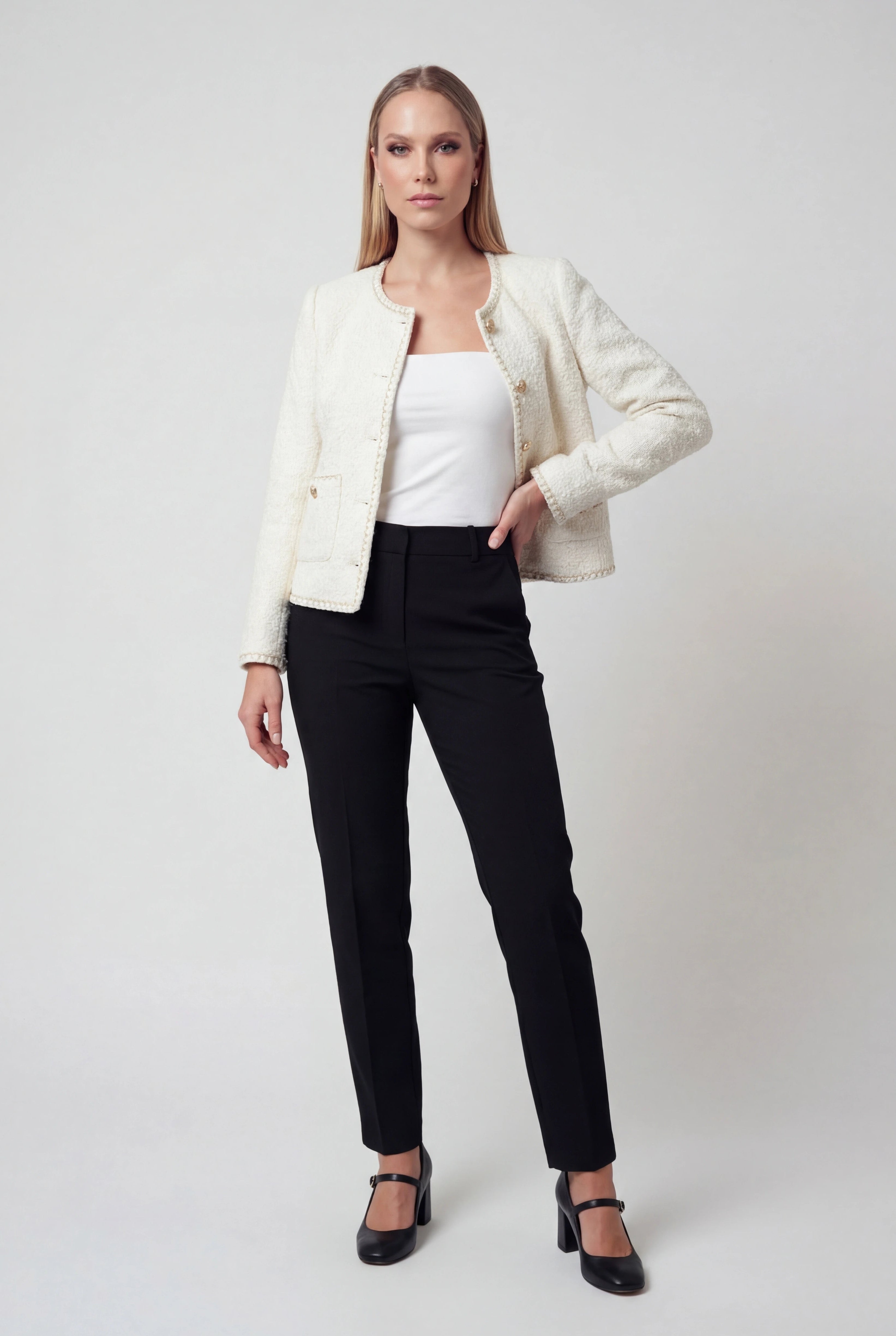 Elegante Dames Vintage Tweed Vestje