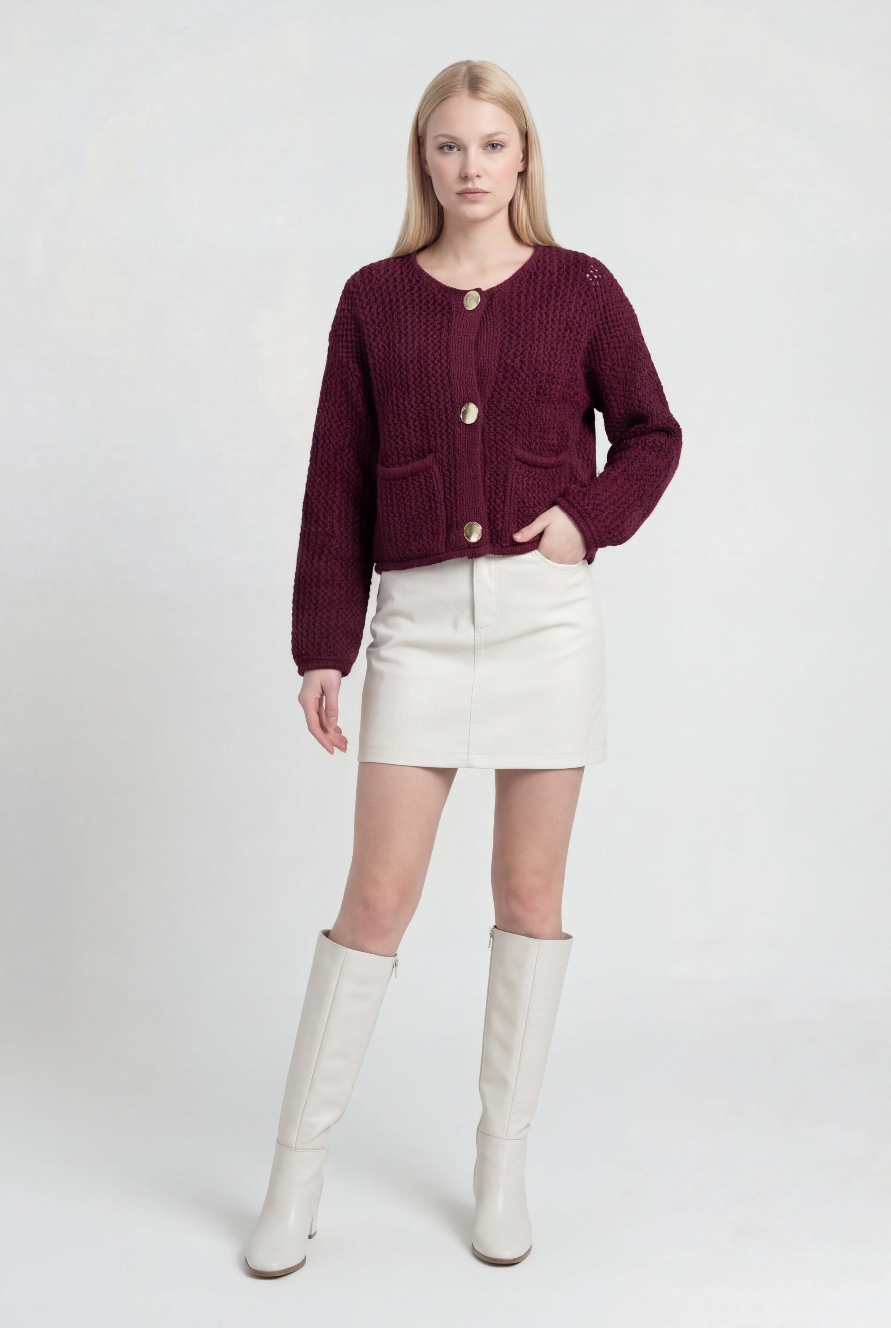 Women's Knit Long Sleeve Cardigan - View 2 | Vanda Liamo
