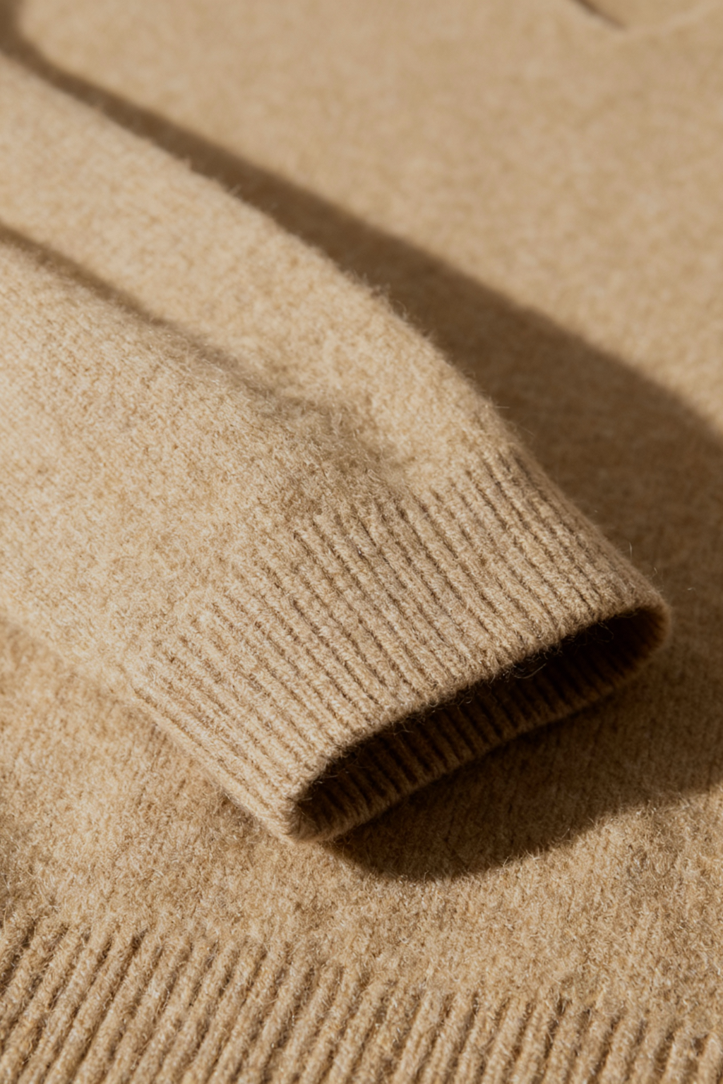 Dames Kaki Merinowollen V-hals Trui