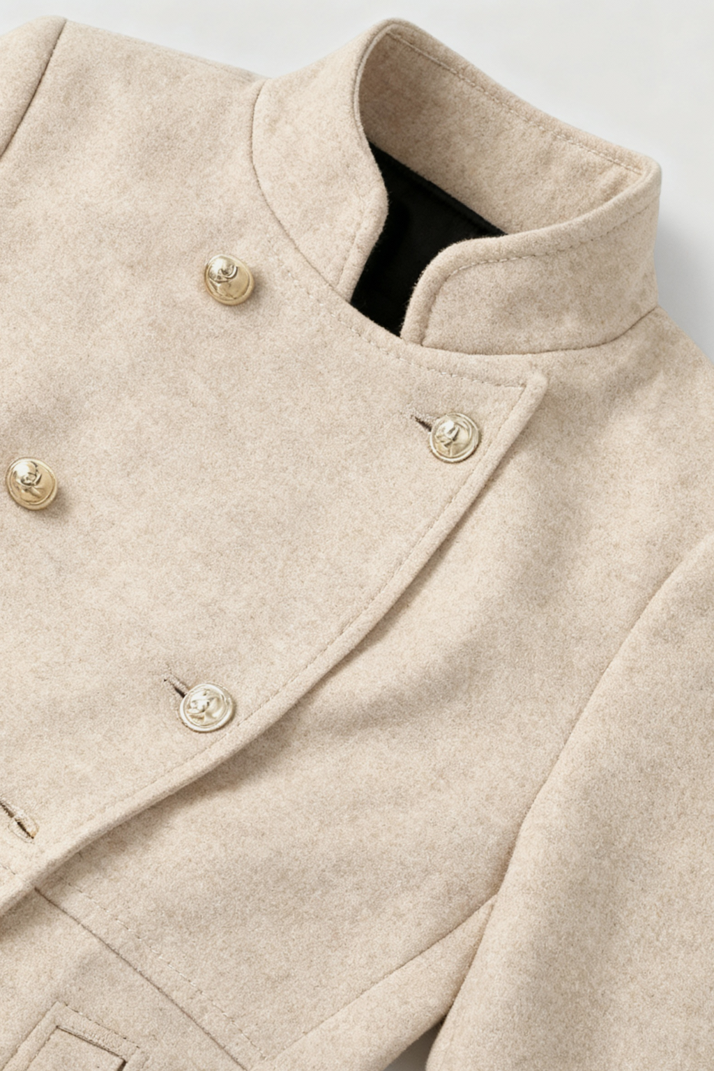 Dames Khaki Jas Winter Met Dubbele Rij Knopen