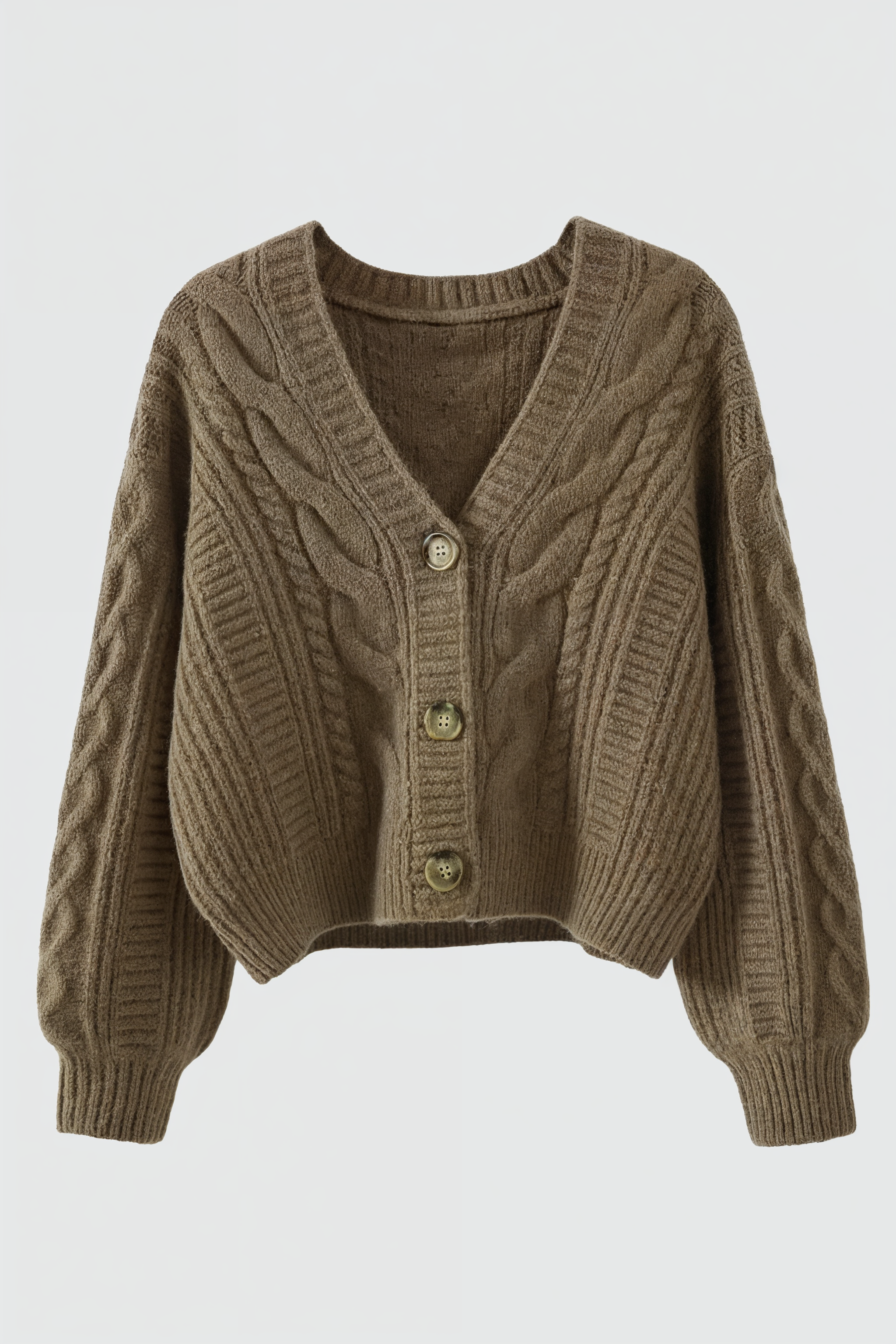 Women's Khaki V-Neck Cardigan - Khaki | Vanda Liamo