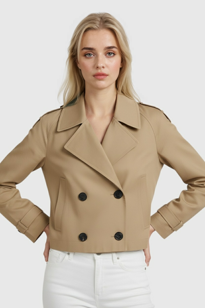 Dames Korte Windbreaker Jas - Khaki