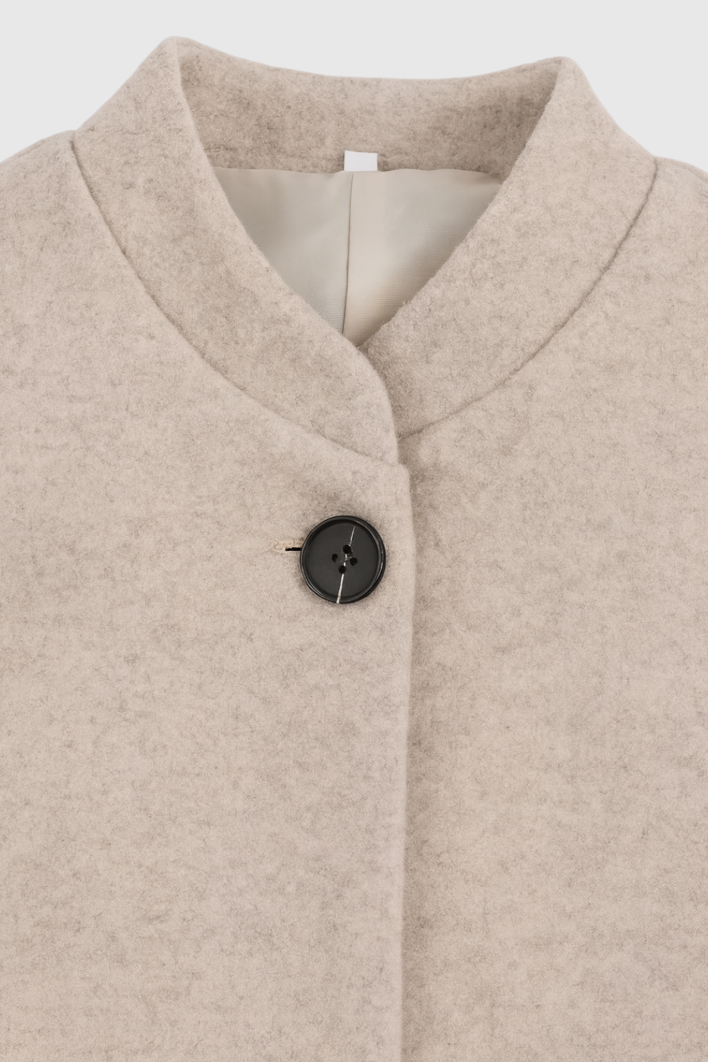 Dames Lange Beige Winterjas Met Ronde Hals