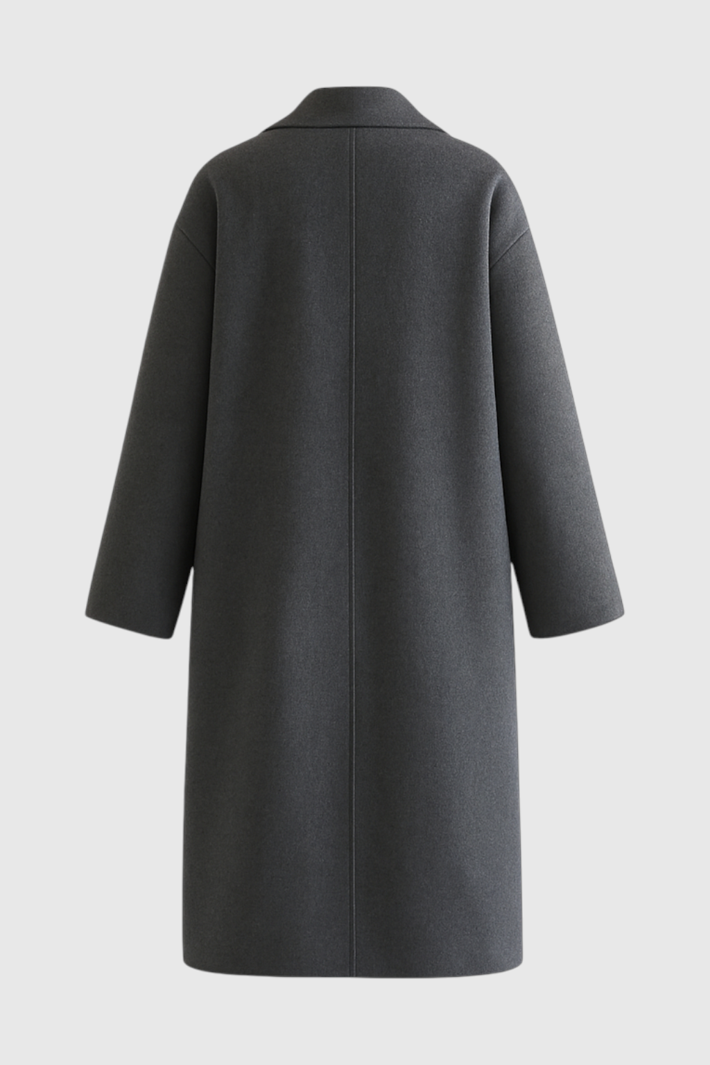 Dames Lange Donkergrijs Winterjas met Flip-Kraag