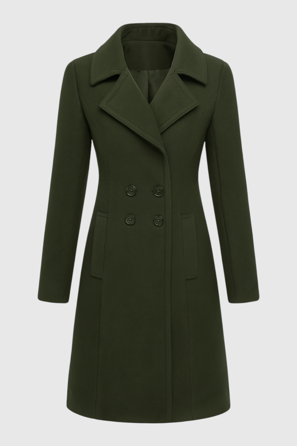 Dames Legergroen Wol Trenchcoat