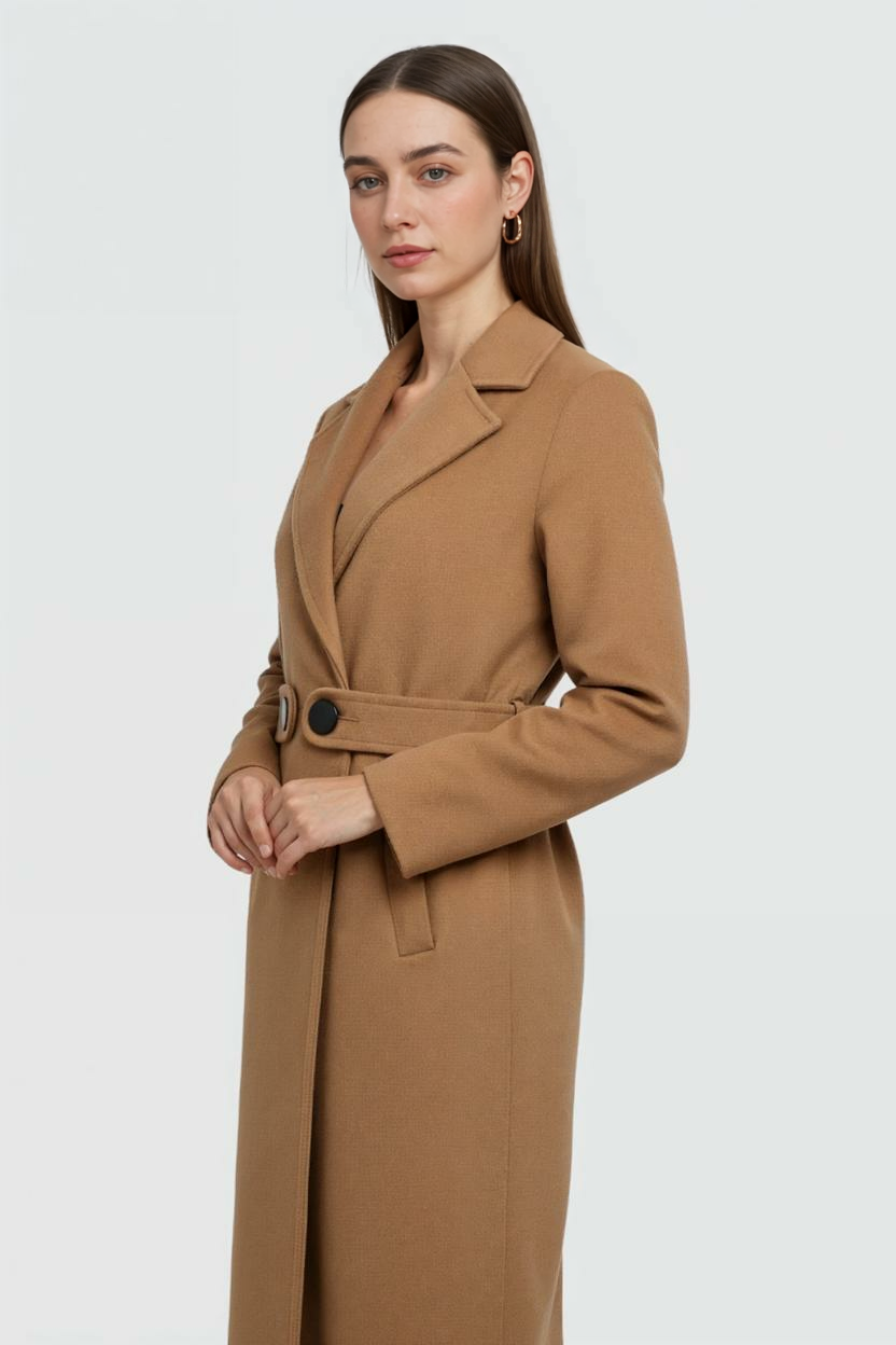 Women's Mid-Length Brown Coat
