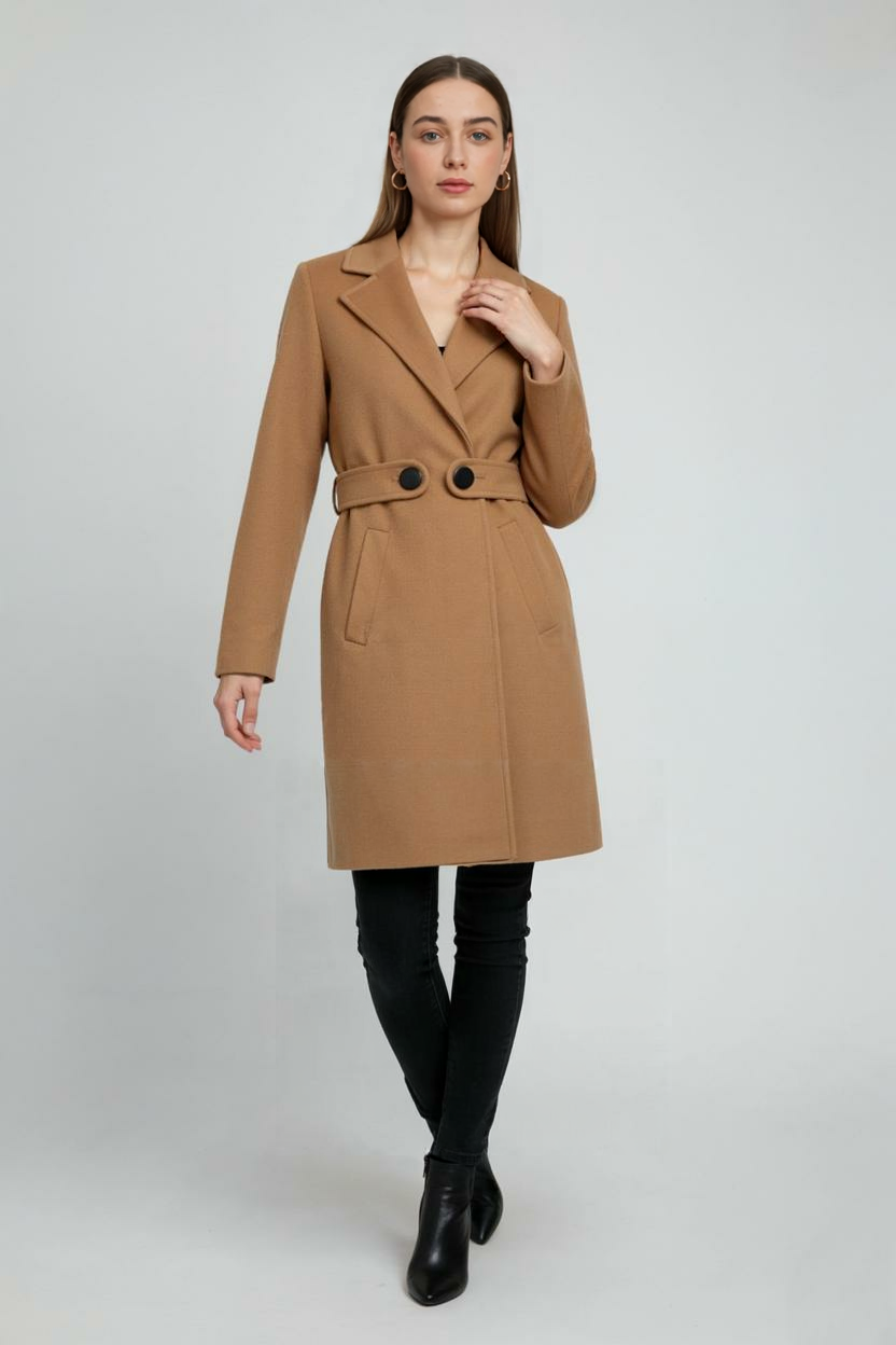 Women's Mid-Length Brown Coat