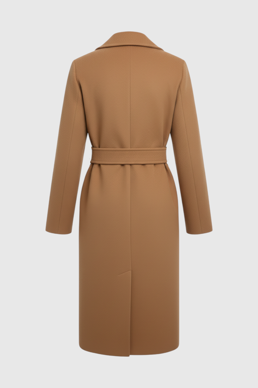 Dames Middellange Bruin Wollen Jas