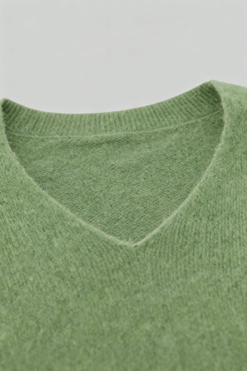 Dames Olijfgroen Merinowollen V-hals Trui