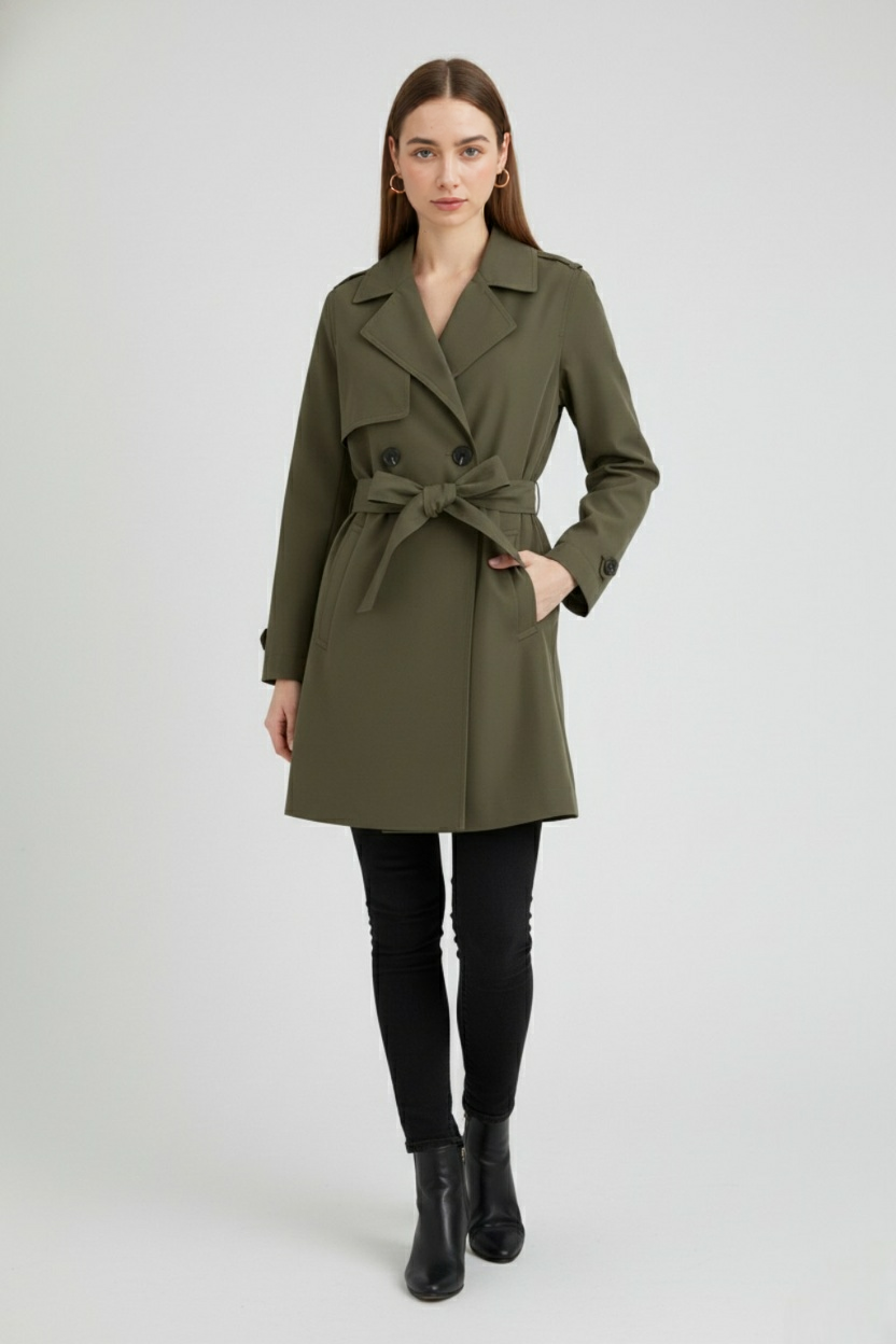 Dames Olijfgroen Trenchcoat