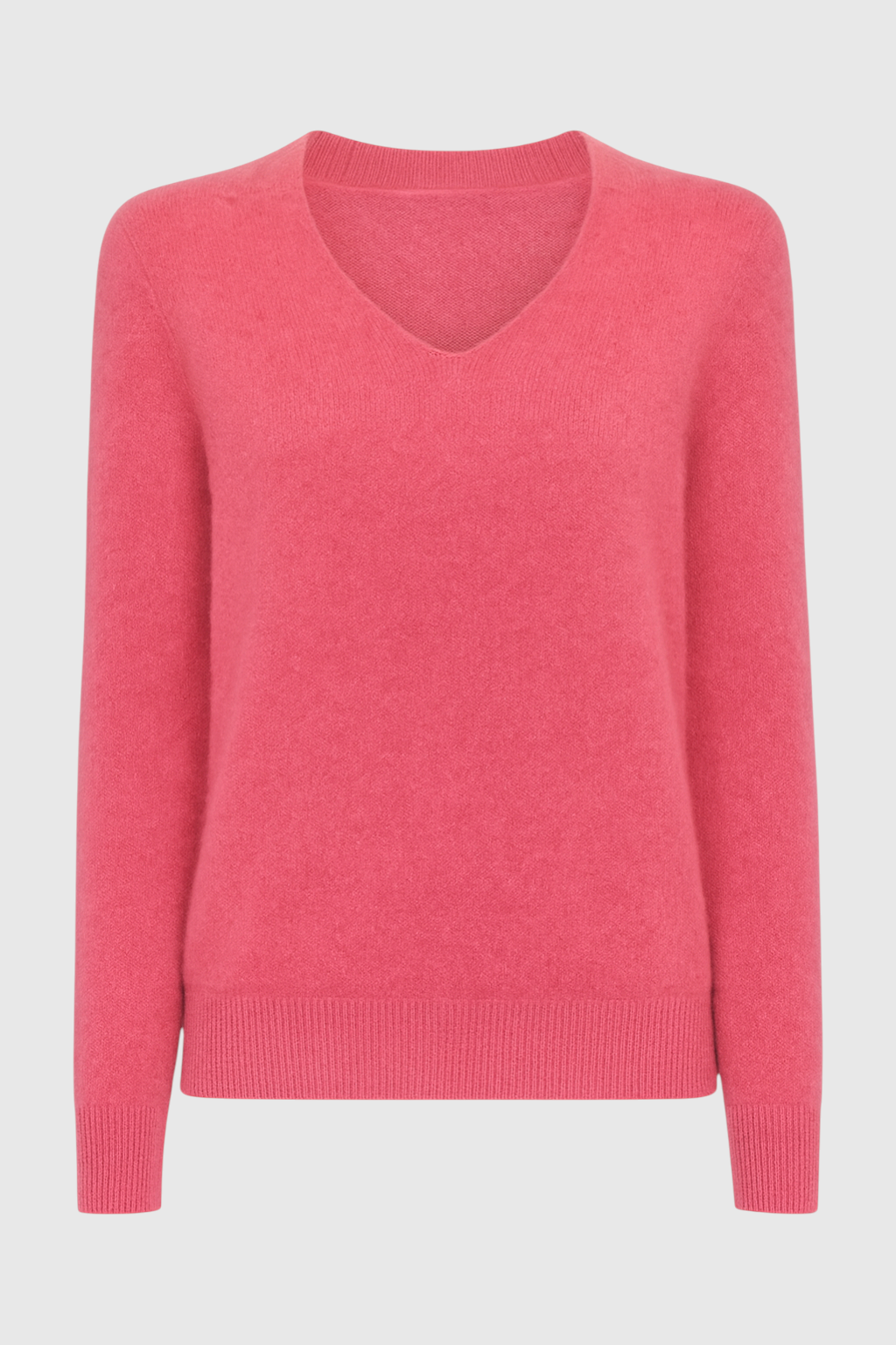 Dames Roze Rood Merinowollen V-hals Trui