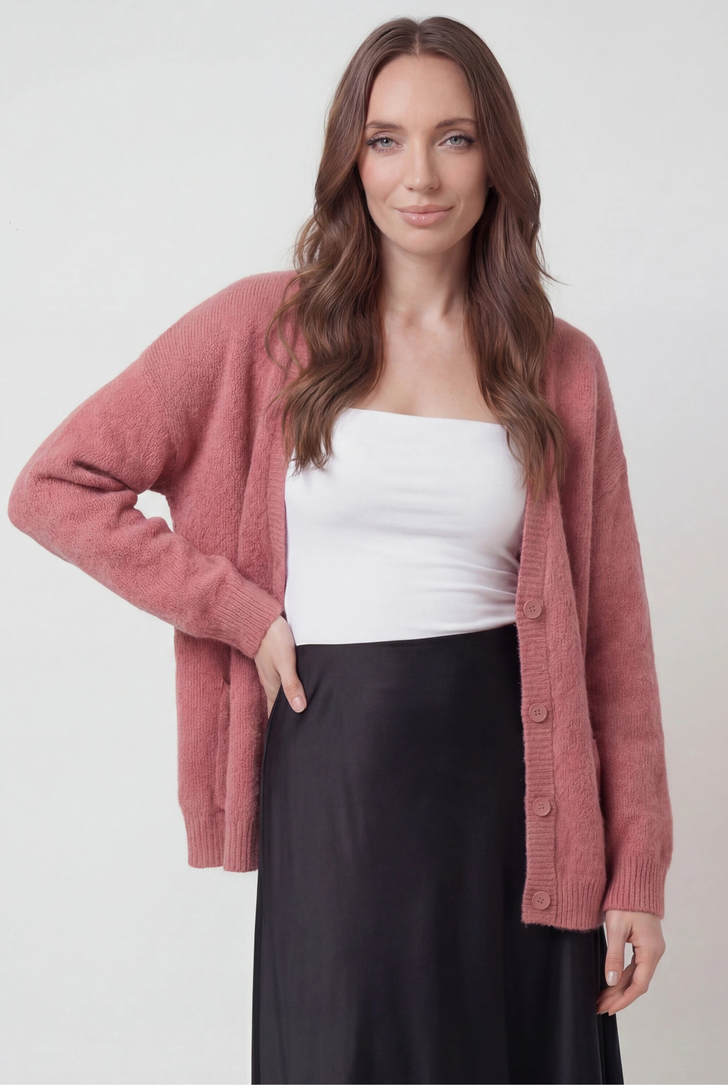 Dames Roze V-hals Gebreid Vestje