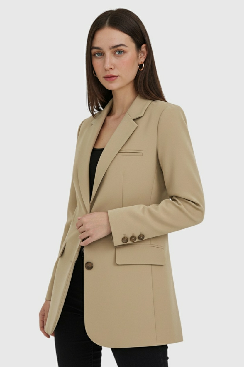 Dames Slanke Beige Blazer